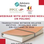 PPCC webinar by Advicero Nexia - “Transactions between Related Entities – Deadlines and Obligations in 2020"