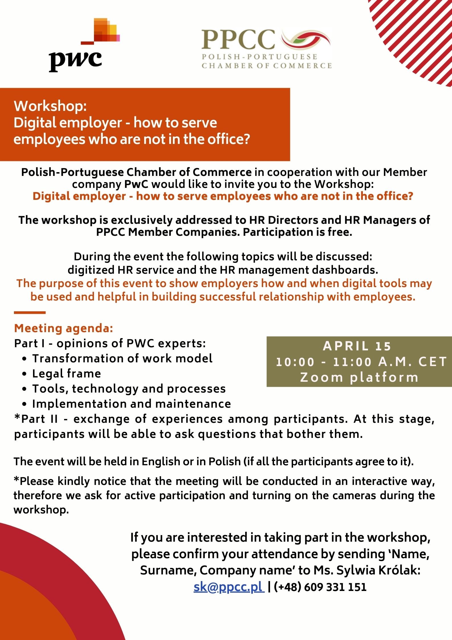 PPCC & PwC Workshop: Digital employer - how to serve employees who are not in the office?