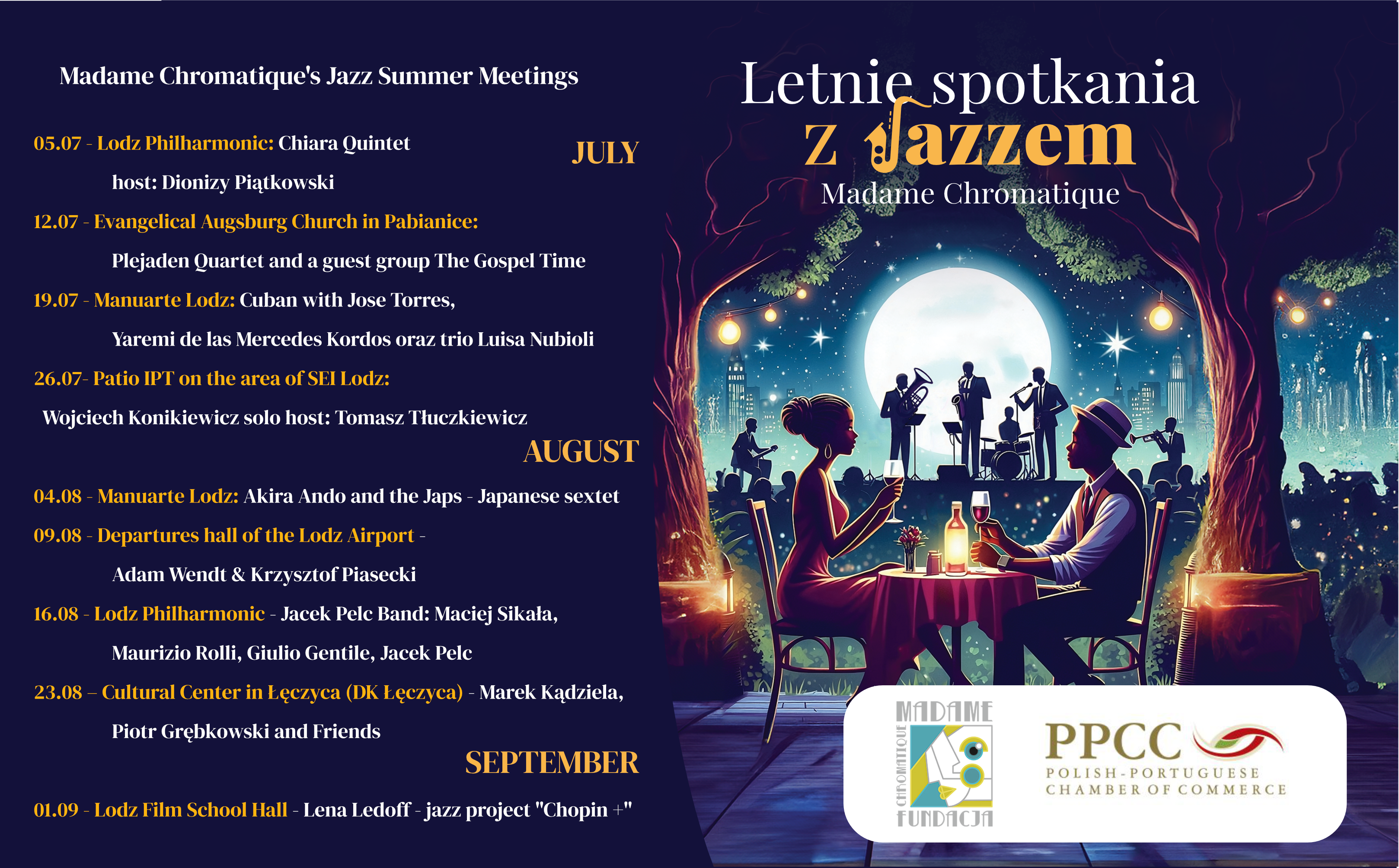 Invitation: Jazz Summer Meetings - a charity project of 9 jazz concerts organized by Madame Chromatique Foundation.